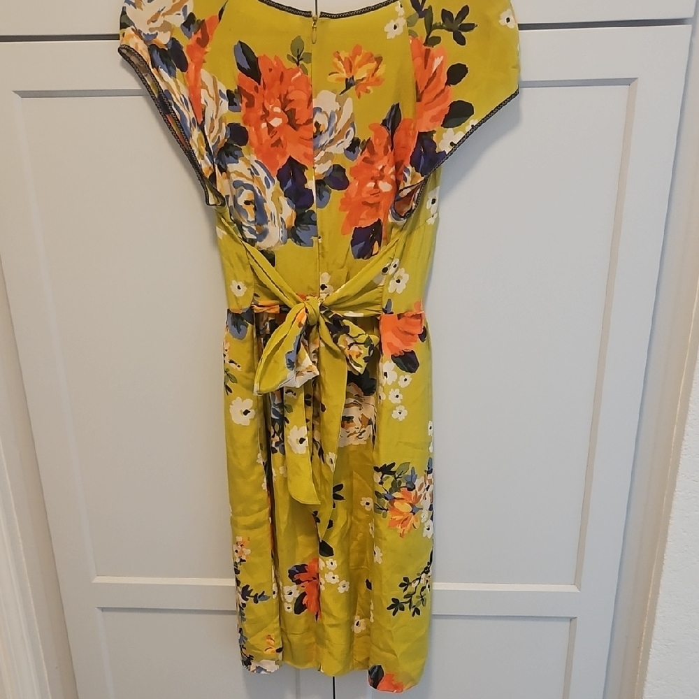 Anthropologie Orange Sundress with Flutter Sleeves and V-Neck - Picture 2 of 8